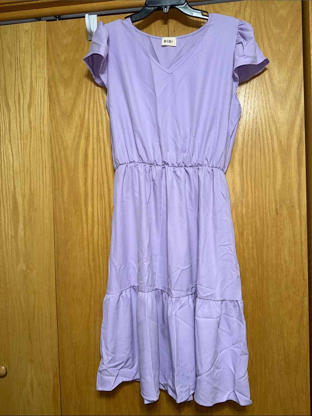 BIBI Lavender Tiered Dress with Cap Sleeves